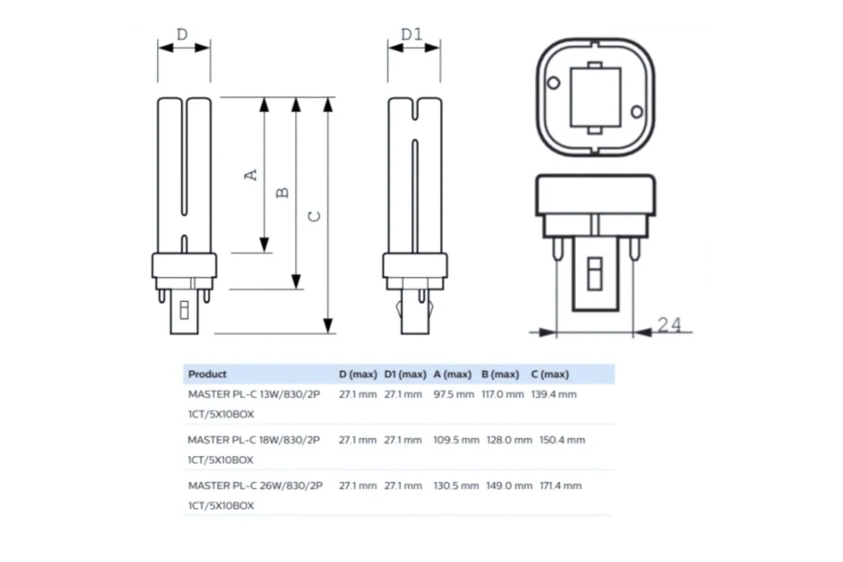 DI PHILIPS หลอด PLC 2P