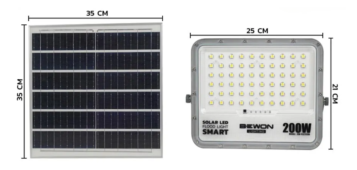 ID BEWON สปอร์ตไลท์โซล่าเซลล์ LED 200W Smart