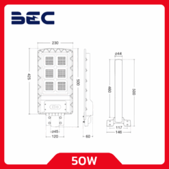 โคมไฟถนนโซล่าเซลล์ LED BEC รุ่น BERLIN 50W 2