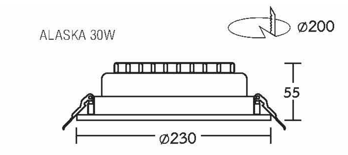 DI BEC โคมไฟดาวน์ไลท์ LED ฝังฝ้าหน้ากลม 30W ALASKA