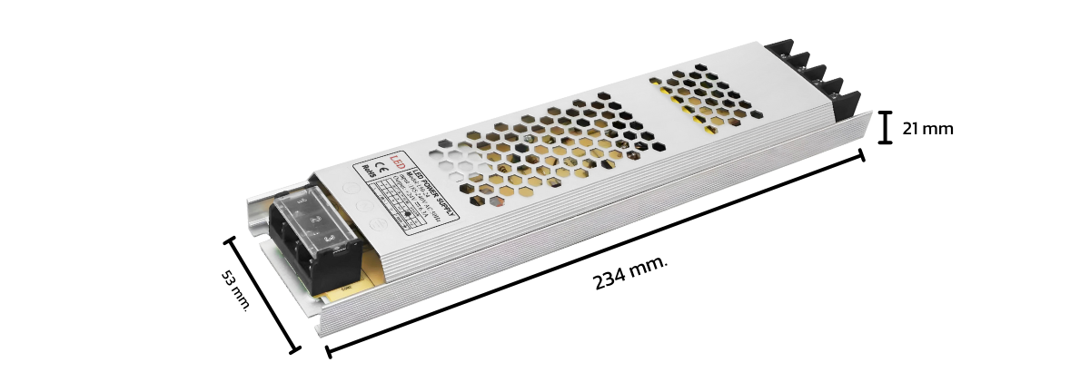 ขนาด ENRICH หม้อแปลง Switching 150-24V , 6.25A 150w