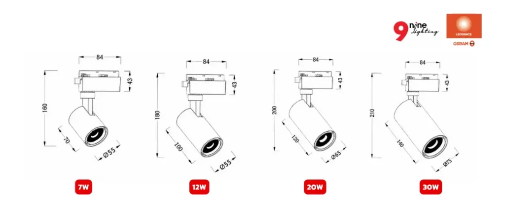 ขนาด Track Light 20W รุ่น LDHV 120D2835